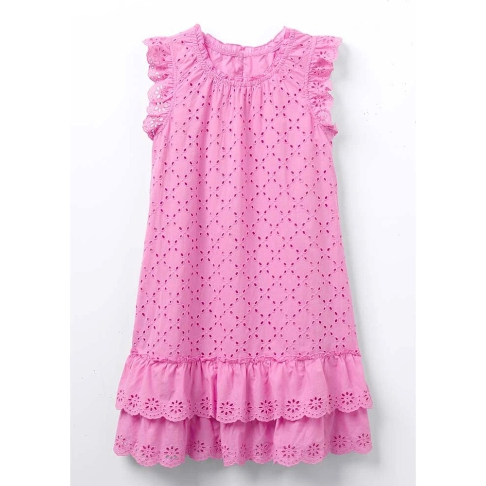 Matilda Jane Shift into Spring Cotton‎ Pink Eyelet Ruffle Dress Sleeveless Large
